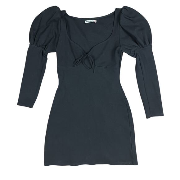 Reformation Helga Puff Long Sleeve Black Mini Dress Whimsigoth Size Small - Picture 3 of 6